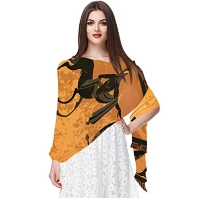 Image of Eslifey Greece Black Figure Pottery Ancient Greek Mythology Centaur Lightweight Shawl Soft Long Scarves Comfortable Muffler for Women&amp;Girls