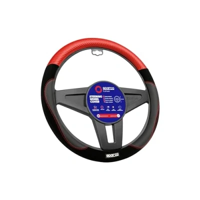 Image of SPARCO S122 Steering Wheel Cover Red And Black Suede + PVC