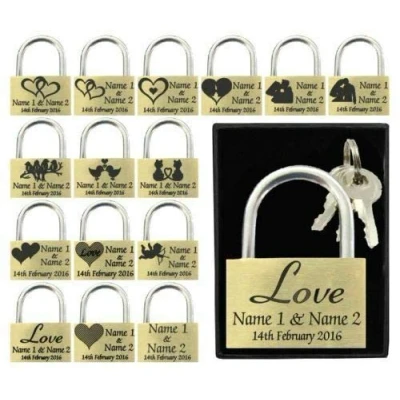 Image of Anniversary, Valentines Present, Wedding Favour 40mm Love Lock Personalised Engraved Padlock (Large Love)