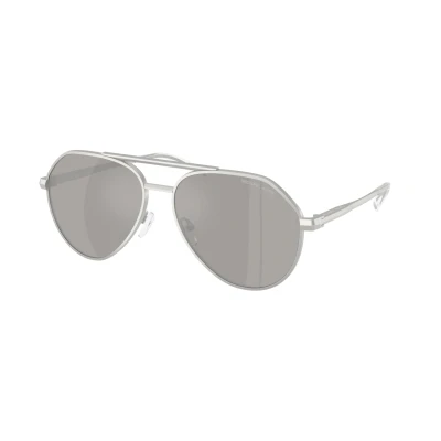 Image of Michael Kors Man MK1168 BRENTWOOD 19036G Sunglasses Metal Silver Pilot Mirrored