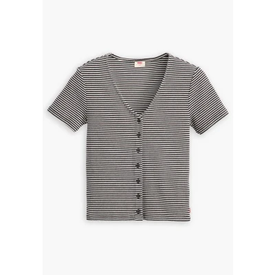 Image of Levi&#039;s MUSE TEE Print Tshirt, Women&#039;s, Size: Medium, Vanilla stripe caviar