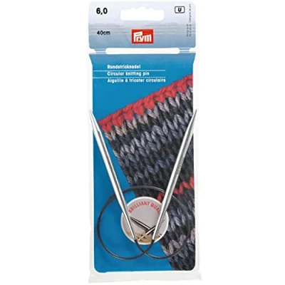 Image of Prym Circular Knitting Needle, Brass, Silver, 6 mm