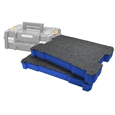 Image of Shadow Foam TSTAK/ProStack Inserts [50mm Blue Twin Pack] Easy Peel for DeWalt TSTAK &amp; Stanley ProStack Boxes