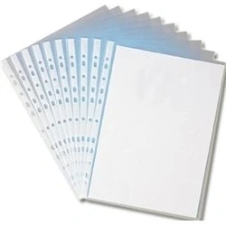 Image of Qty 200 A4 Clear Multi Punched Plastic Pockets Wallets Suit All Ringbinder Folder File