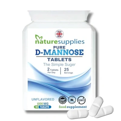 Image of D Mannose Tablets 1000mg 50 Pack Dmannose (Not Capsules or Powder) Suitable for Vegetarians and Vegans High Strength Supplement from Naturesupplies