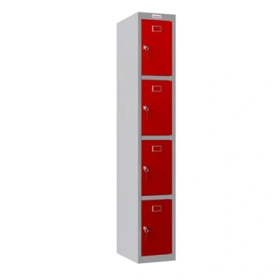 Image of Phoenix PL 300D Series PL1433GRK 1 Column 4 Door Personal locker in Red with Key Lock