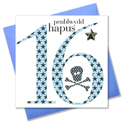Image of Claire Giles Ages Welsh Penblwydd Hapus Age 16 Boy Birthday Card