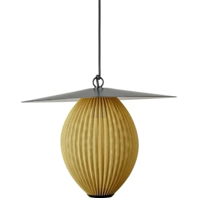 Image of GUBI outdoor hanging light Satellite, 45x27 cm, black/ mustard gold