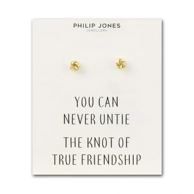 Image of Philip Jones Gold Plated Love Knot Earrings with Quote Card