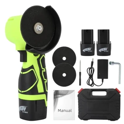 Image of Fairnull Mini Cordless Angle Grinder, 16.8V 550W Brushless Grinding Machine Battery Grinder Motor Electric for Tile/Wood Cutting, Polishing, UK Plug
