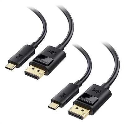 Image of Cable Matters 2 Pack 8K USB C to DisplayPort 1.8 m(USBC Display Port Lead/Displayport Cable) 8K@60Hz, 4K@60Hz, in Black Thunderbolt 3 Compatible for MacBook Pro, Dell XPS