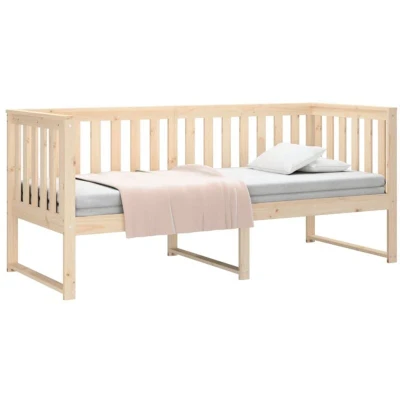 Image of vidaXL Solid Pine Day Bed Sofa Frame 209.5x80x76 cm, Convertible Daybed/Couch for Bedrooms/Living Rooms, Plywood Slats, Brown