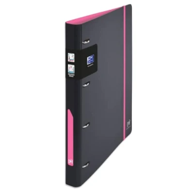 Image of OXFORD European Binder for Students A4 30 mm Spine 4 D Rings Expanded Polypropylene Cover Two Tone Black/Pink