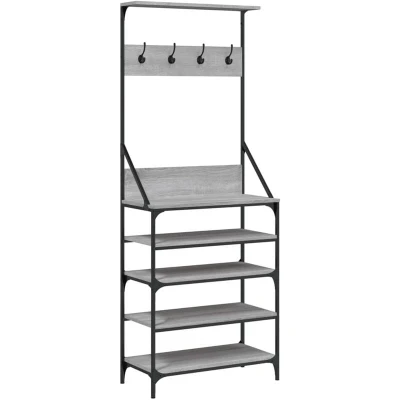 Image of vidaXL Clothes Rack with Shoe Storage Grey Sonoma 70x34x184 cm
