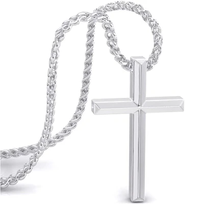 Image of SERASAR Cross Necklace Men&#039;s Jewellery Stainless Steel 60cm Silver Gents Male&#039;s Ladies 925 Sterling Birthday Gift Male