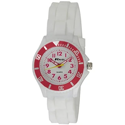 Image of Ravel Children&#039;s Easy Read Quartz Watch with White Dial Analogue Display and Silicone Strap R1802.4