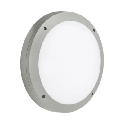 Image of KnightsBridge 230V IP65 18W LED Round Bulkhead CCT with Microwave Sensor Grey