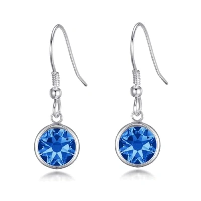 Image of Philip Jones Dark Blue Crystal Drop Earrings Created with Zircondia® Crystals