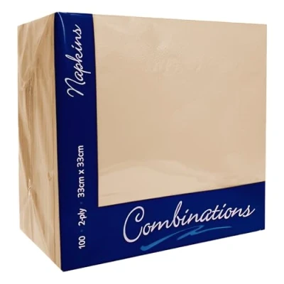 Image of Venuscello® 100 x Serviettes Paper Napkins Ivory Disposable Recyclable Tissue 2 Ply 33cm for Catering Wedding Birthday Parties