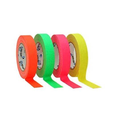 Image of ProTapes/Permacel 24mmx25 yard Fluorescent Gaffer Cloth Tape Green/Orange/Pink/Yellow