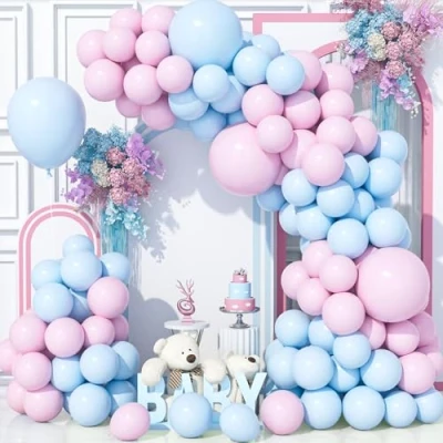 Image of Teselife 147Pcs Blue Pink Balloon Arch Kit, Gender Reveal Pastel Balloons Garland Kit for Birthday Baby Shower Wedding Anniversary Carnival Party Decorations Supplies