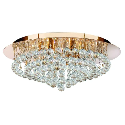Image of Hanna 8 Light Ceiling Semi Flush Gold with Crystals, G9