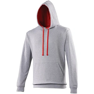 Image of AWDis Men&#039;s Varsity Hoodie, Multicoloured (Heather Grey/Fire Red), Medium