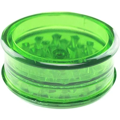 Image of Plastic Herb Grinder 3 Part Magnetic Shark Teeth Assorted Colours, 60mm Piece Grinders, Portable and Pocket Size, Smell Proof Airtight Stash Compartment (Green)