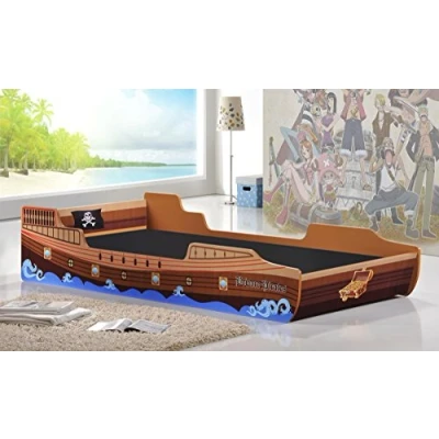 Image of Caribbean Pirate Ship Bed Single, Solid Single Bed, Frame, Size Bedroom Furniture