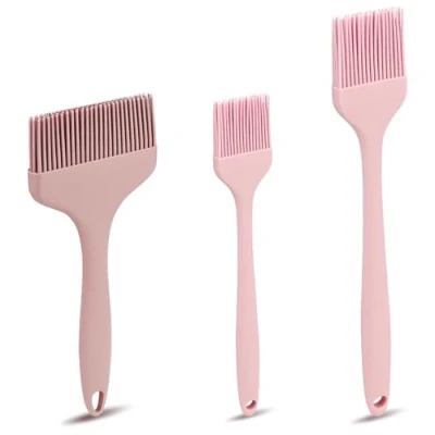 Image of LELE LIFE 3 Sizes Silicone Basting Pastry Brush, Extra Large Cooking Brush for Oil Sauce Butter Marinade, Heat Resistant Food BBQ Grilling Kitchen Baking (Pink)