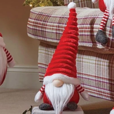 Image of Marco Paul Christmas 38cm Red Sitting Gonk Super Furry Fabric Nordic Soft Plush Festive Indoor Ornaments Xmas Home Decoration Winter Santa Figure Ideal Decorations