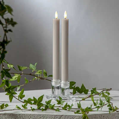 Image of STAR TRADING LED candle Flame strip, beige, 25 cm wax battery set of 2