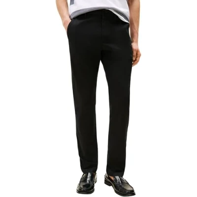 Image of Tommy Hilfiger Men Bleeker Chino 1985 Pima Cotton Trousers, Black (Black), 33W / 34L