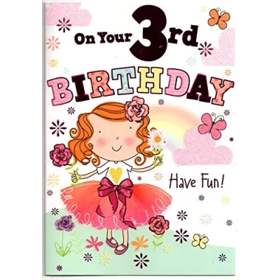 Image of Birthday Card for Three (3) Year Old Girl (Free 1st Class Post (UK)