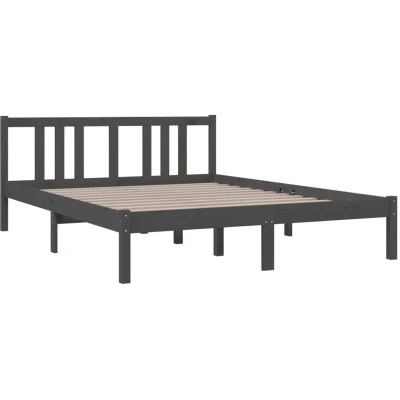 Image of vidaXL Bed Frame without Mattress Grey Solid Wood 140x190 cm