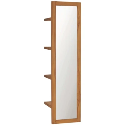 Image of vidaXL Wall Mirror with Shelves 30x30x120 cm Solid Teak Wood