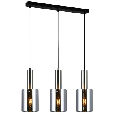 Image of Italux Lighting Modern Hanging Pendant Satin Nickel 3 Light with Smoky Shade, E27 ITLPND 5581 SC+SG