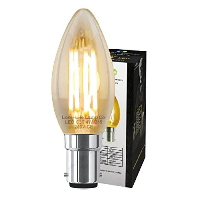 Image of Filament Vintage 4w LED Candle Light Bulb B15 Small Bayonet Clear Glass