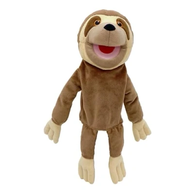 Image of Sloth Hand Puppet for Kids by Fiesta Crafts Soft &amp; Interactive Toy with Moving Mouth Arms Role Play, Creativity Sensory Skills Toys 3 9 Year Old Boys Girls