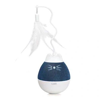 Image of Catit PIXI Spinner Electronic Cat Toy, White and Blue
