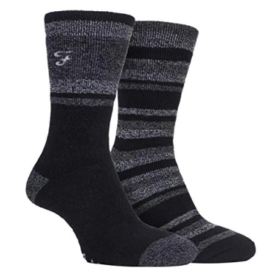 Image of Farah 2 Pack Mens Thermal Walking Socks Great For Outdoor Winter Trekking &amp; Hiking (6 11, Black/Charcoal)
