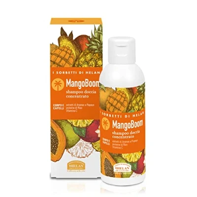 Image of Helan I Sorbetti MangoBoom Gentle Shower Gel &amp; Shampoo for Women and Men with Vitamin C, Energising Nourishing Action Scented Hair Body Wash Pineapple Papaya Made in Italy, 150 ml