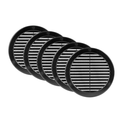Image of Vent Systems ø150 mm / 6&#039;&#039; Inch Black Soffit Cover Pack of 5 Round Air Louver Grille Built in Insect Screen HVAC Vents for Bathroom, Home Office, Kitchen