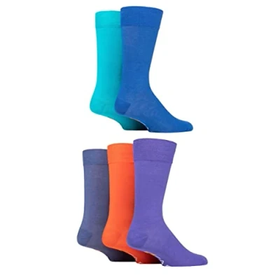 Image of Mens 5 Pair Farah Classic Plain Bamboo Socks Bright Colourburst 6 11