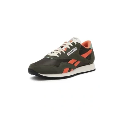 Image of Reebok Classic Nylon Unisex Trainers, Size: 10.5, Hunter green/pump orange/vintage chalk shoes