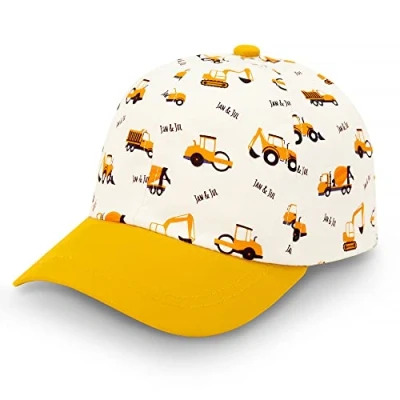 Image of JAN &amp; JUL Boys 100% Cotton Sun Hat for Toddler Adjustable Baseball Cap (Little Diggers, L)