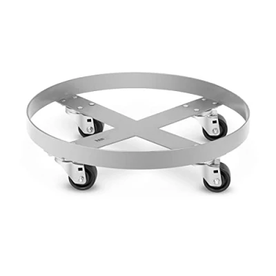 Image of MSW Drum Dolly Round Oil Barrel Steel 4 Wheels Ø 60cm 300kg WDL 570 (Steel, Plastic Wheels, Height 15.5cm, Castors)