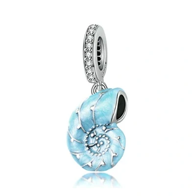 Image of 925 Sterling Silver Conch Charm Bat Cat Peacock Animal Ocean for Pandora Bracelet (Conch)
