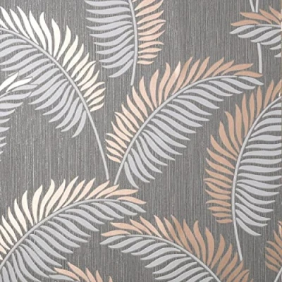 Image of Fine Decor Cascade Leaf Grey/Rose Gold
