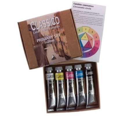 Image of MAIMERI Classico Fine Art Oil Paint Set, 5 x 20ml Primary Colours, Ideal for Professional Artists